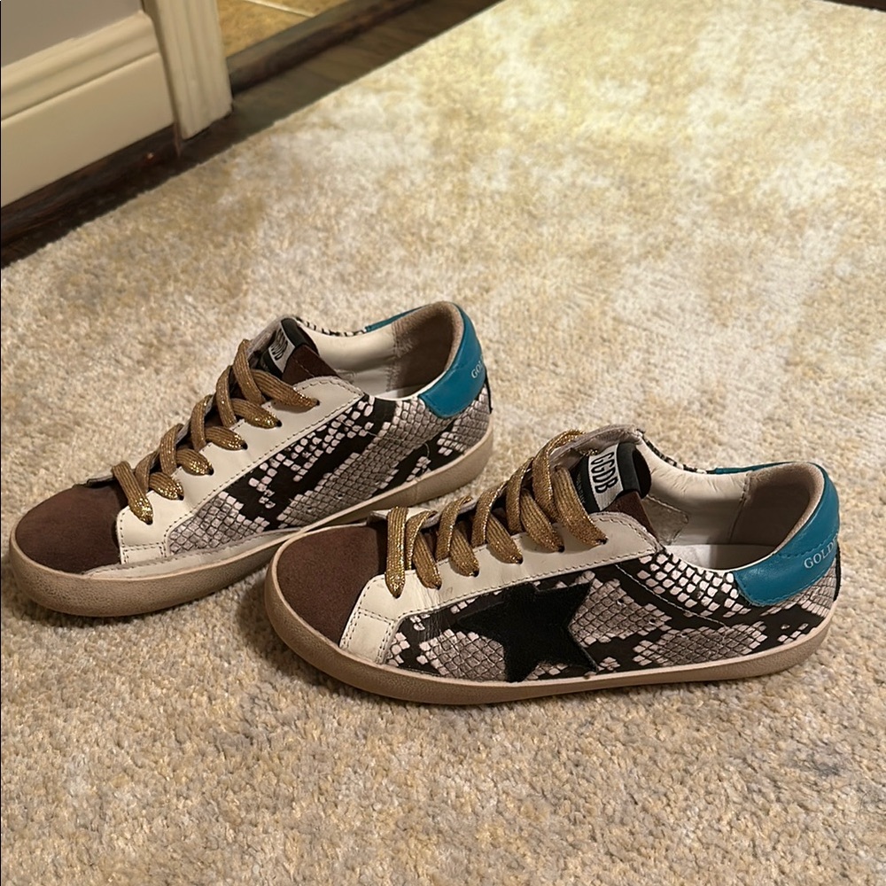 Brown and Snake Print Sneakers